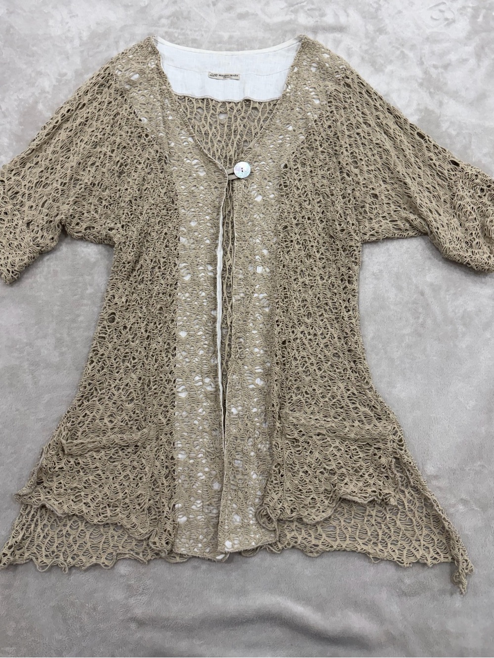 Mastro Moda Italy Crochet Cardigan Lagenlook Boho Oversized